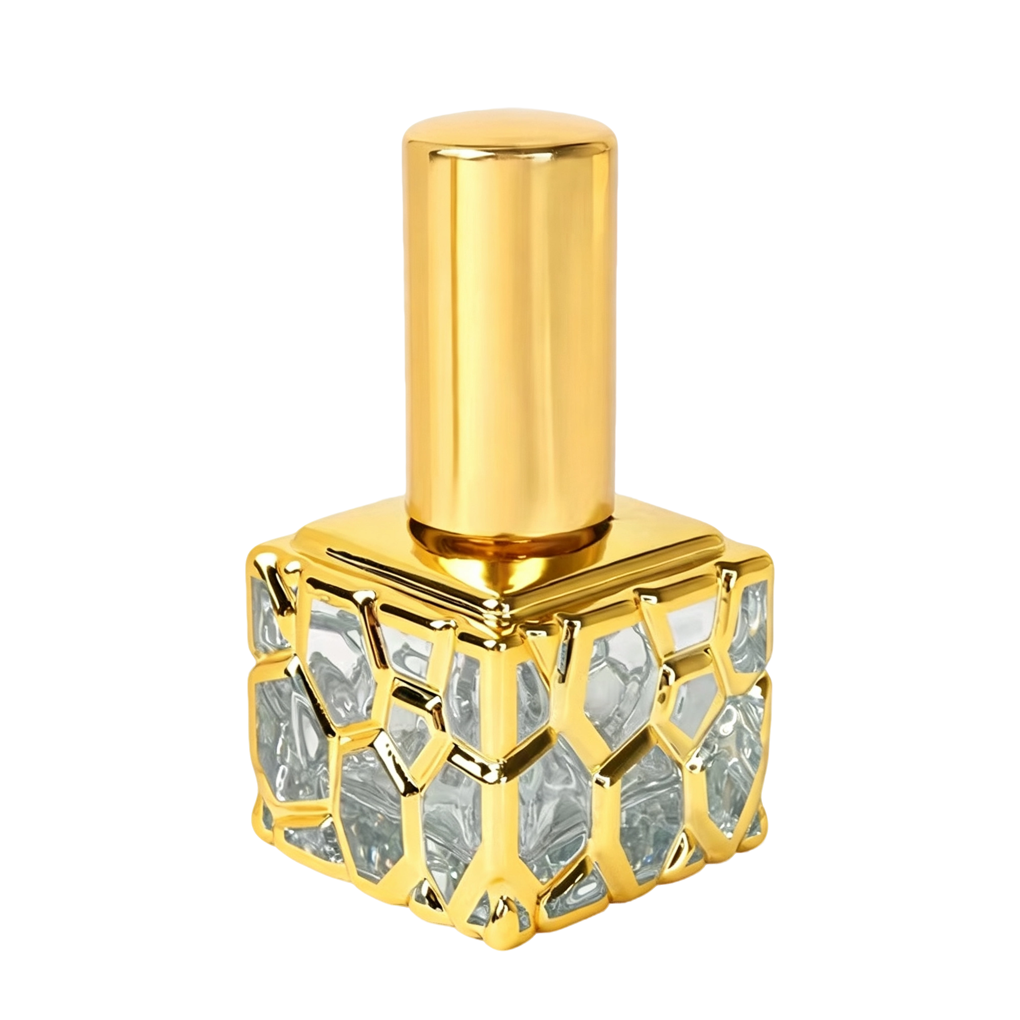 VT-GB-0012-主图 electroplated cube perfume bottles 10ml mini glass sample travel refill