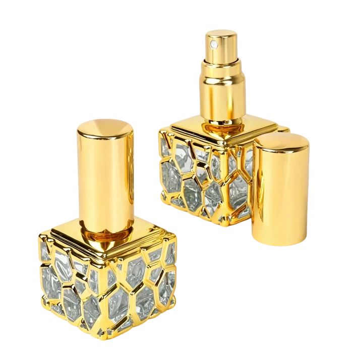 10ml Electroplated Spray Water Cube Perfume Bottles, Mini Empty Glass Sample Travel Refill Containers - Image 2