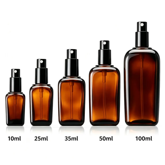 Amber Square Glass Bottles 10ml-100ml | Spray & Lotion Pump Options, UV Light Blocking - Image 3