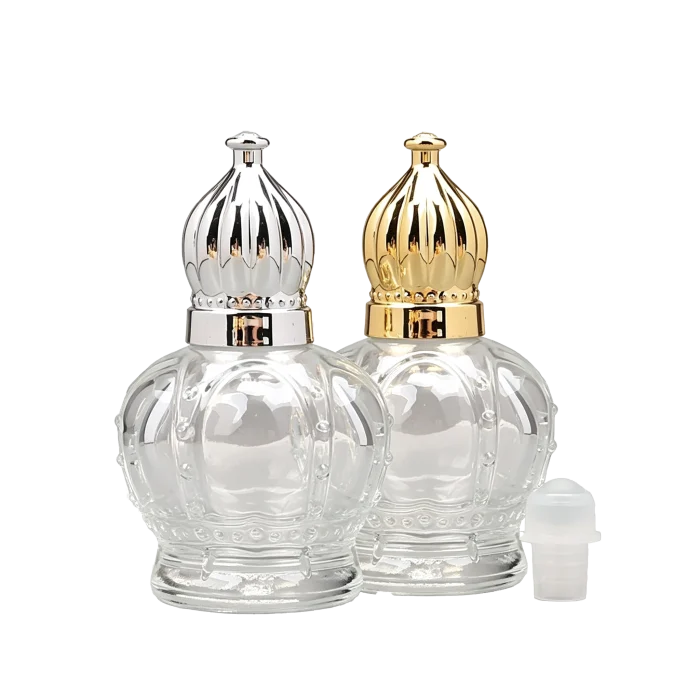 Luxury 15ml UV Plated Glass Roll On Bottles with Crown Cap, Portable Empty Sample Containers for Essential Oils and Perfume - Image 2