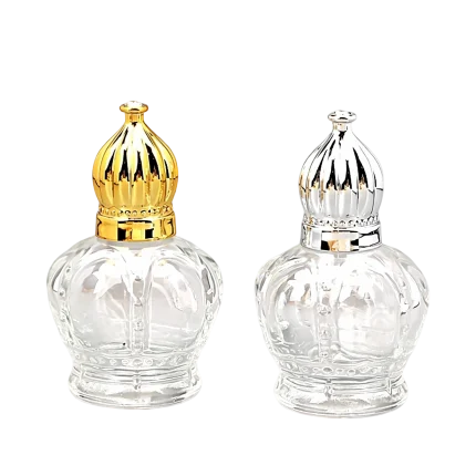UV plated glass roll on bottles crown cap 15ml essential oil sample container