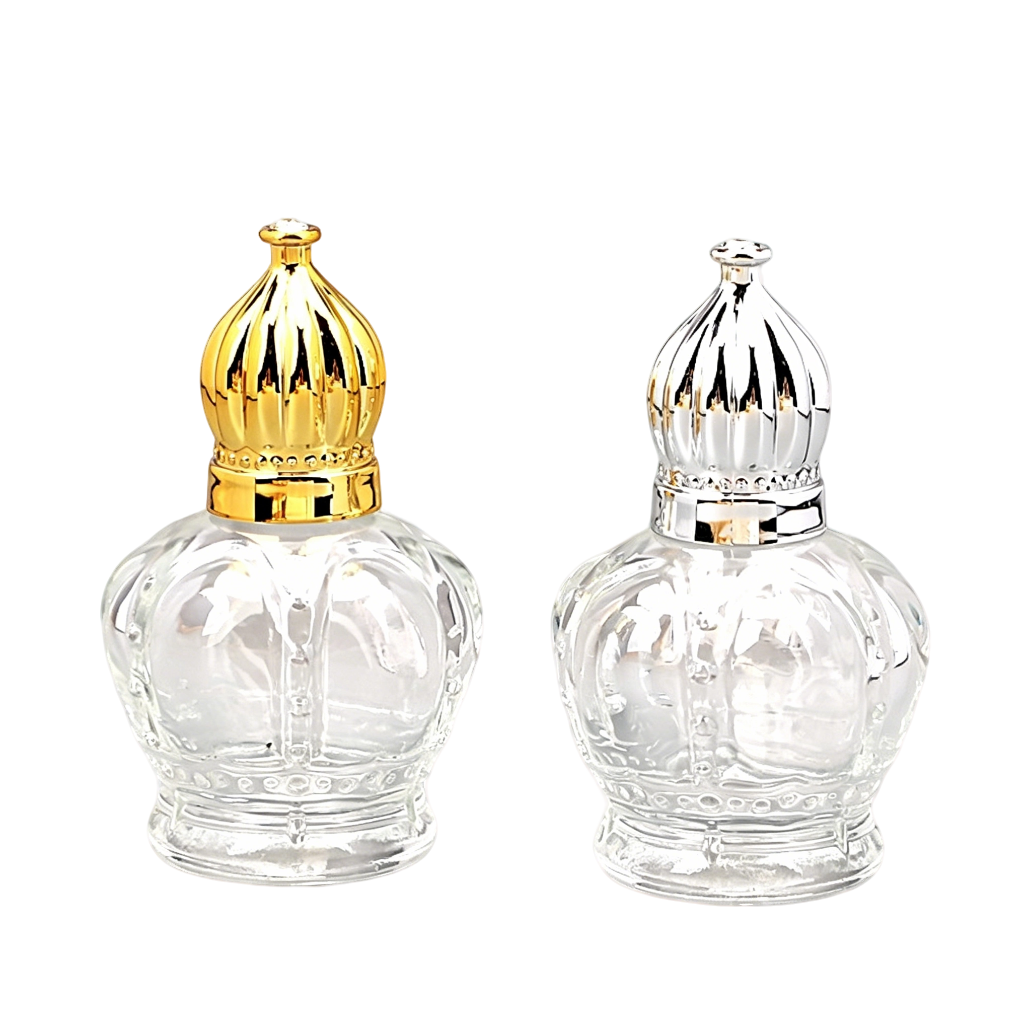 VT-GB-0020-主图 UV plated glass roll on bottles crown cap 15ml essential oil sample container
