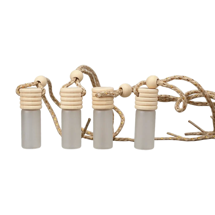 5ml Frosted Empty Glass Car Perfume Bottle Pendant, Refillable Vehicle Hanging Aroma Ornament Decor - Image 2