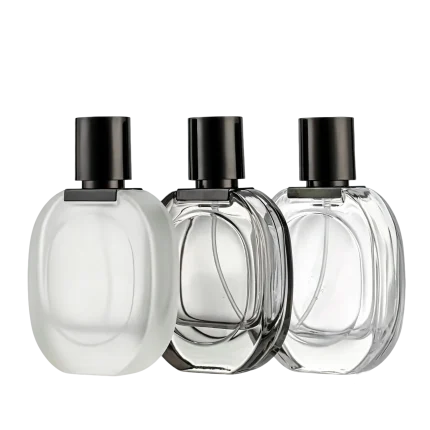 oval glass fine mist spray bottles 30ml thin black frosted frosted clear