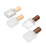 15ml Flat Square Glass Perfume Spray Bottles with Wooden Caps, Clear & Frosted Matte Glass Available - Image 2