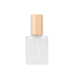 15ml Flat Square Glass Perfume Spray Bottles with Wooden Caps, Clear & Frosted Matte Glass Available - Image 3