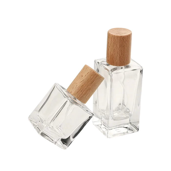 30ml & 50ml Refillable Glass Perfume Bottles with Screw-On Beech Wood Caps - Image 2