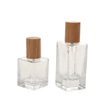 refillable glass perfume bottles beech wood caps 30ml 50ml