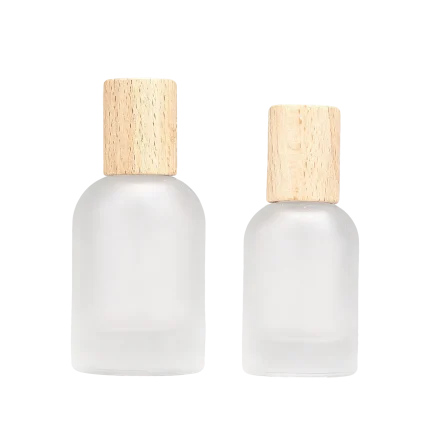 frosted glass spray bottles wooden caps 30ml 50ml 100ml