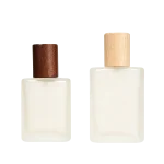 frosted glass perfume bottles wooden caps oval matte 30ml 50ml