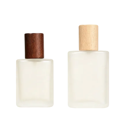 frosted glass perfume bottles wooden caps oval matte 30ml 50ml
