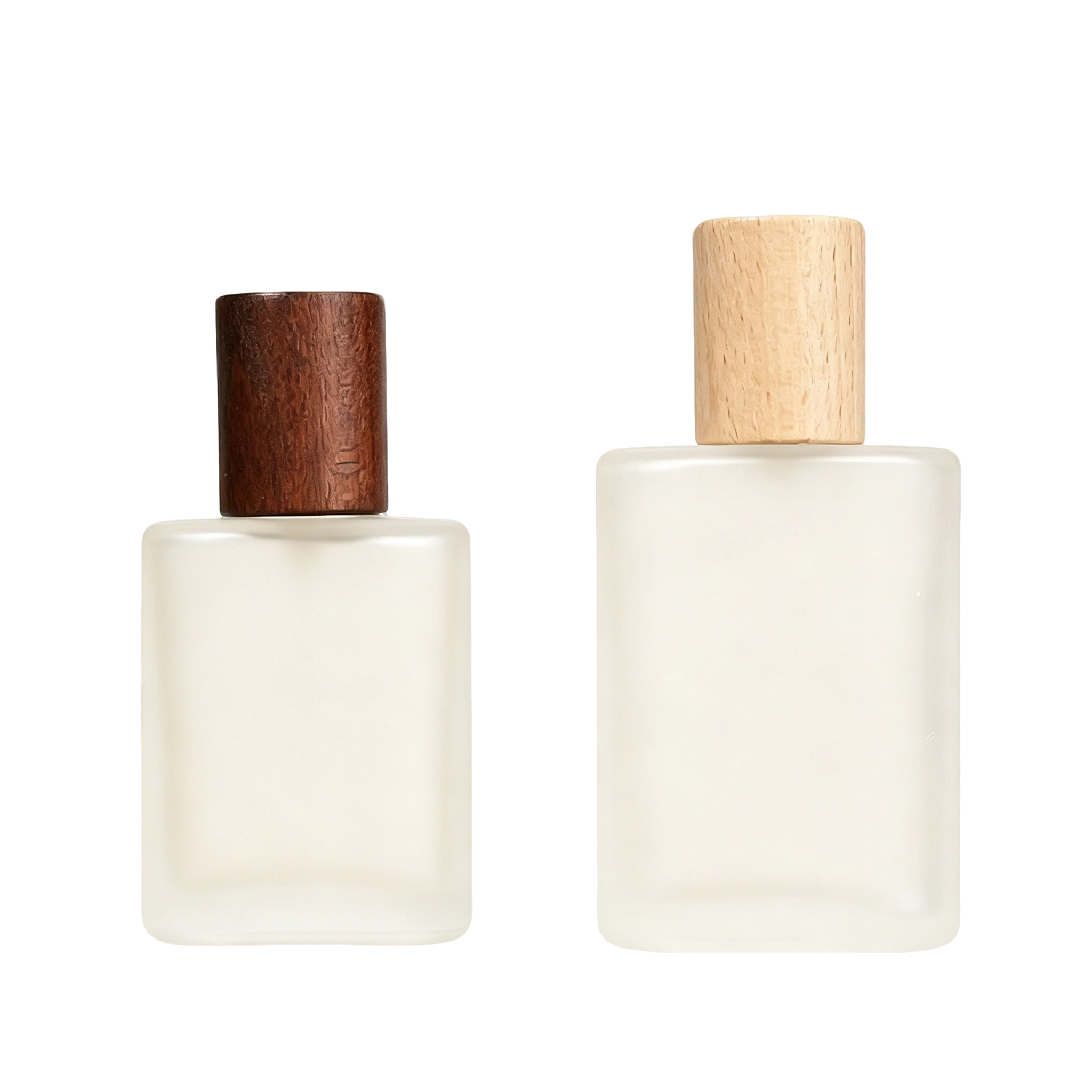 VT-GB-0030-主图-0 frosted glass perfume bottles wooden caps oval matte 30ml 50ml