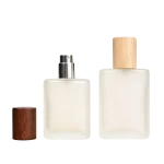 30ml & 50ml frosted glass bottles with wooden caps and mist spray pumps, oval matte empty perfume mist spray bottles - Image 2