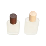 30ml & 50ml frosted glass bottles with wooden caps and mist spray pumps, oval matte empty perfume mist spray bottles - Image 3