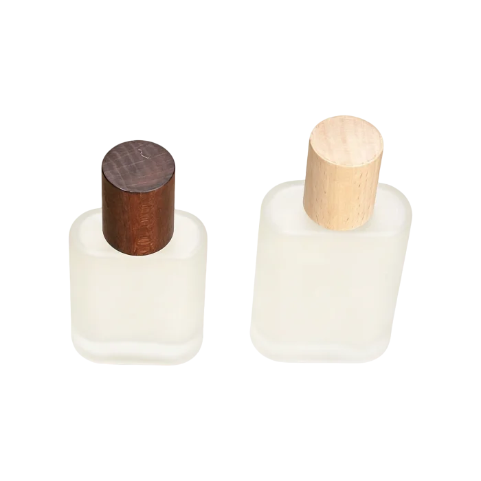 30ml & 50ml frosted glass bottles with wooden caps and mist spray pumps, oval matte empty perfume mist spray bottles - Image 3
