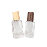 20ml/30ml/50ml Clear Square Glass Perfume Bottles with Wood & Metal Caps - Image 2