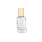 20ml/30ml/50ml Clear Square Glass Perfume Bottles with Wood & Metal Caps - Image 3