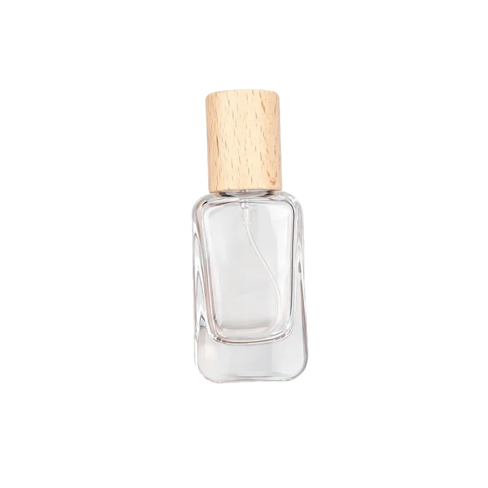 20ml/30ml/50ml Clear Square Glass Perfume Bottles with Wood & Metal Caps - Image 3