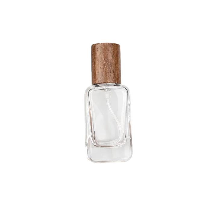 20ml/30ml/50ml Clear Square Glass Perfume Bottles with Wood & Metal Caps - Image 4
