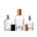 30ml 50ml 100ml Round Clear Glass Perfume Mist Spray Bottles with Wooden Caps - Image 3