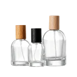clear glass perfume spray bottles with wooden caps 30ml 50ml 100ml