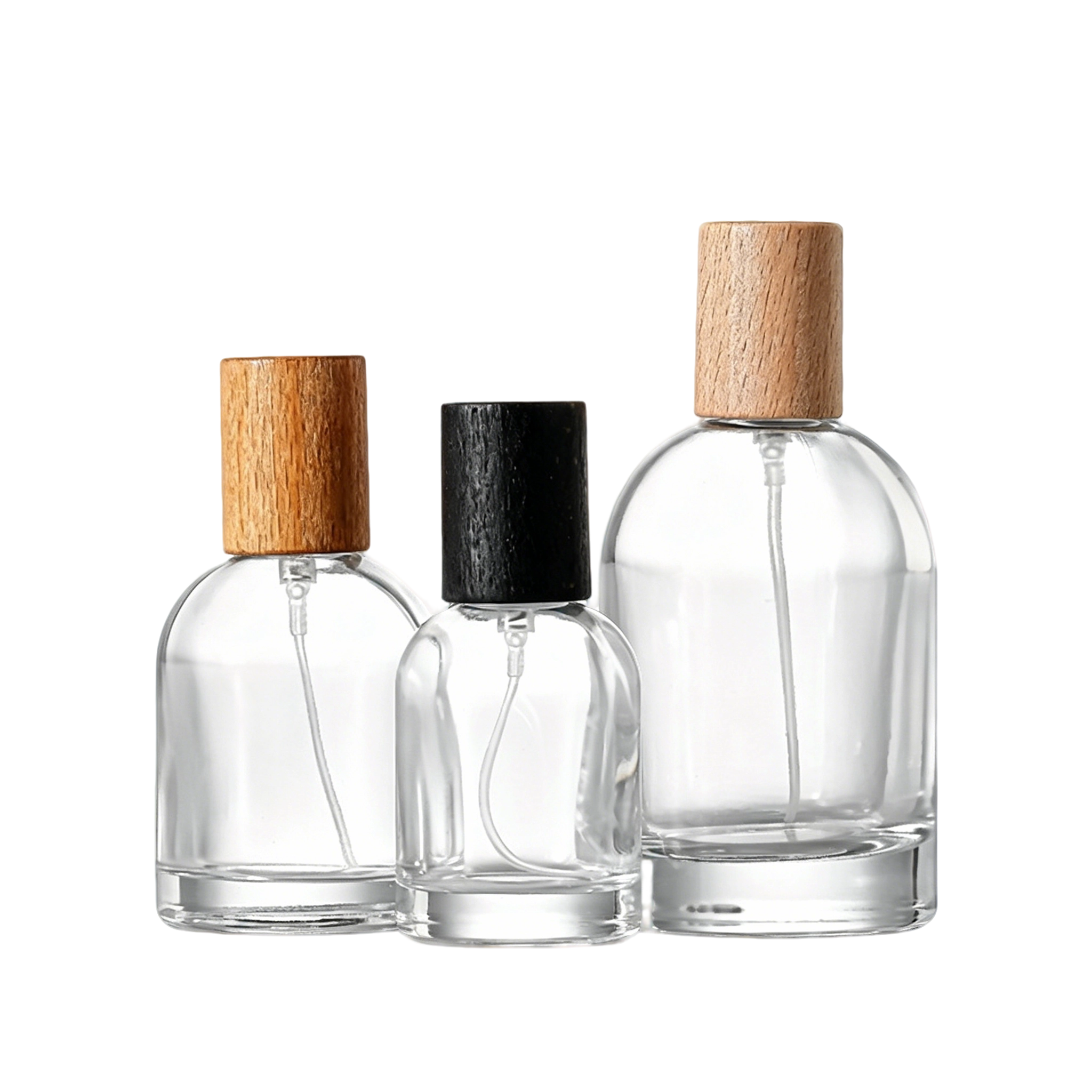 VT-GB-0035-主图-3 clear glass perfume spray bottles with wooden caps 30ml 50ml 100ml