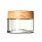 Multi-Size Glass Cream Jars with Wood Grain Screw Lids, Sealed Empty Refill Bottles for Eye Cream & Facial Mask - Image 3