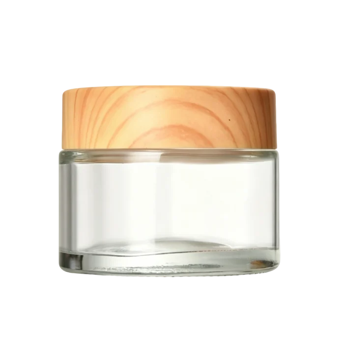 Multi-Size Glass Cream Jars with Wood Grain Screw Lids, Sealed Empty Refill Bottles for Eye Cream & Facial Mask - Image 3