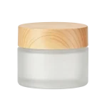glass cream jars wood grain screw lids sealed refill eye cream facial mask