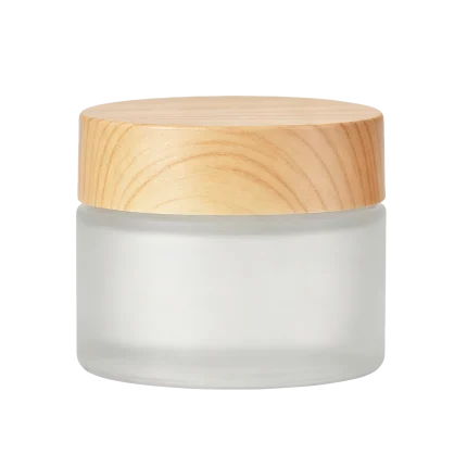 glass cream jars wood grain screw lids sealed refill eye cream facial mask