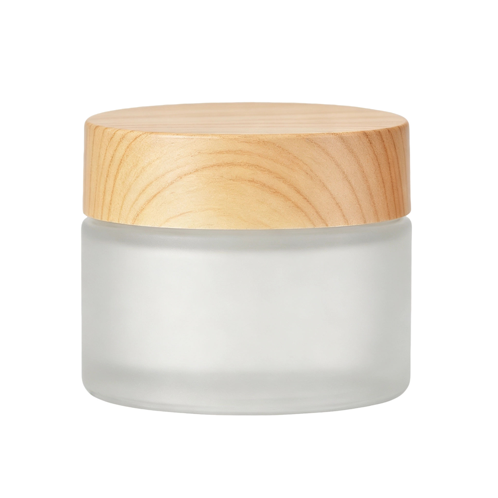 VT-GB-008-主图 glass cream jars wood grain screw lids sealed refill eye cream facial mask