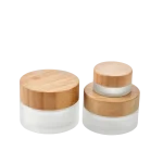 Multi-Size Glass Cream Jars with Wood Grain Screw Lids, Sealed Empty Refill Bottles for Eye Cream & Facial Mask - Image 2