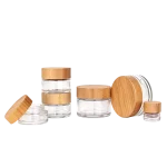 Multi-Size Glass Cream Jars with Wood Grain Screw Lids, Sealed Empty Refill Bottles for Eye Cream & Facial Mask - Image 4