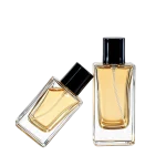 30ml Flat Square Glass Perfume Bottles, Clear Crimp Spray Cosmetic Bottles with Press Nozzle - Image 2