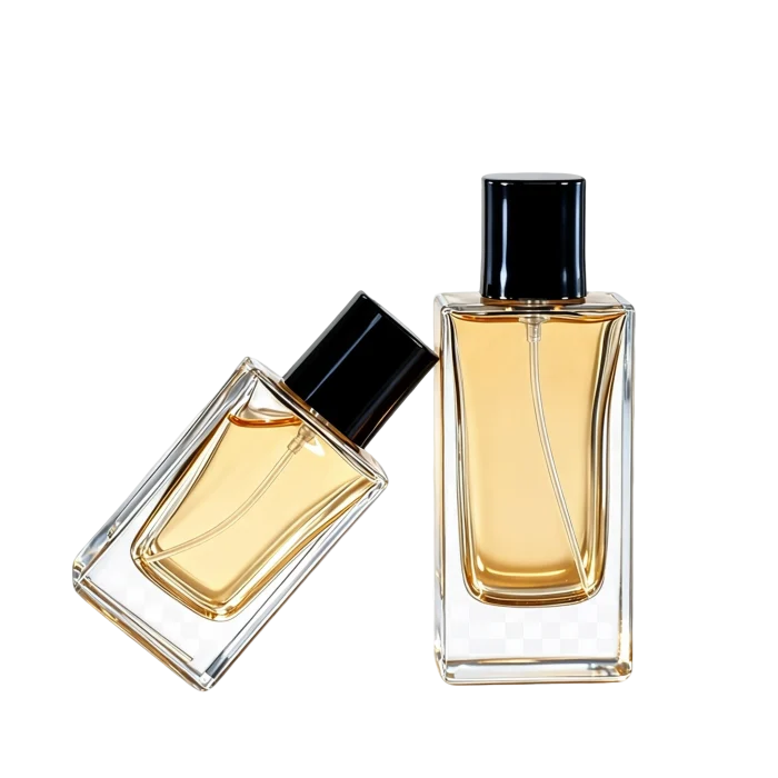 30ml Flat Square Glass Perfume Bottles, Clear Crimp Spray Cosmetic Bottles with Press Nozzle - Image 2