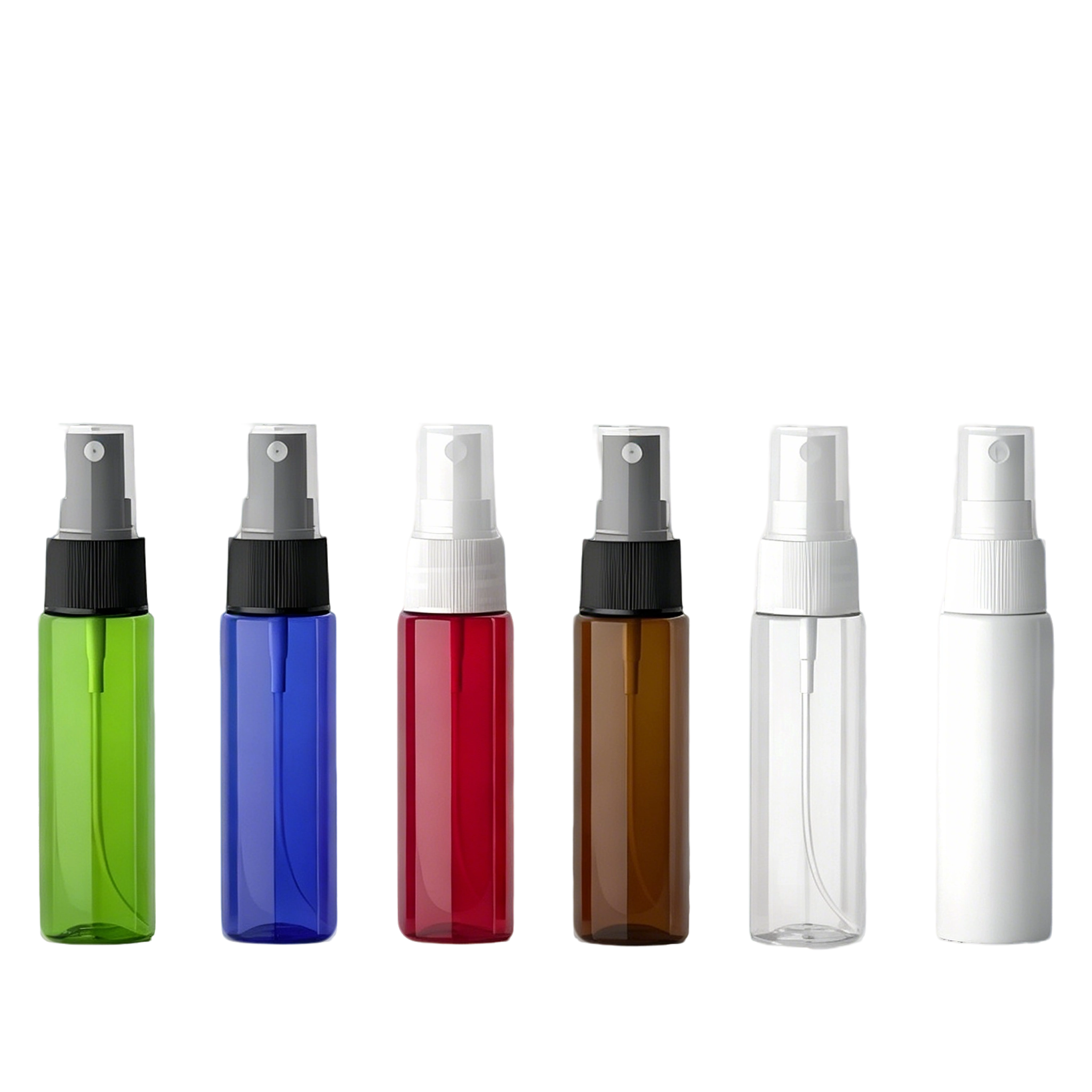 VT-PB-0001-主图 30ml PET mist spray bottles 6 colors blue amber white red green clear