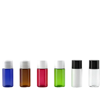 10ml PET bottles with inner stoppers and caps 6 colors blue amber white red green clear