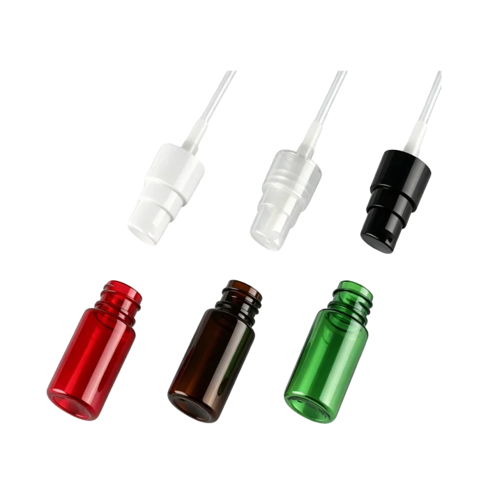 10ml PET Bottles with Pump Heads, Blue, Amber, White, Red, Green & Clear In Stock - Image 2
