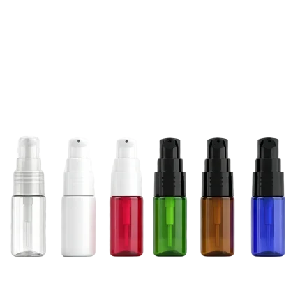10ml PET bottles with pump heads 6 colors blue amber white red green clear