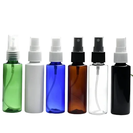50ml PET spray bottles 6 colors amber blue green clear white black