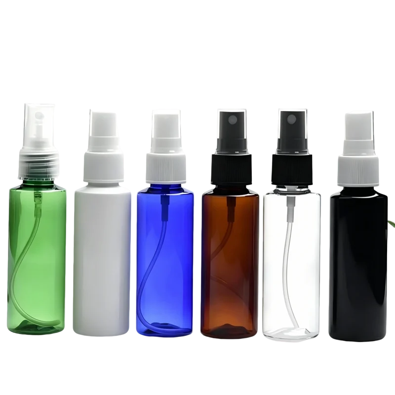 50ml PET spray bottles 6 colors amber blue green clear white black