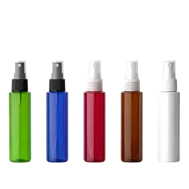 100ml PET spray bottles 7 colors pink white clear black amber green blue