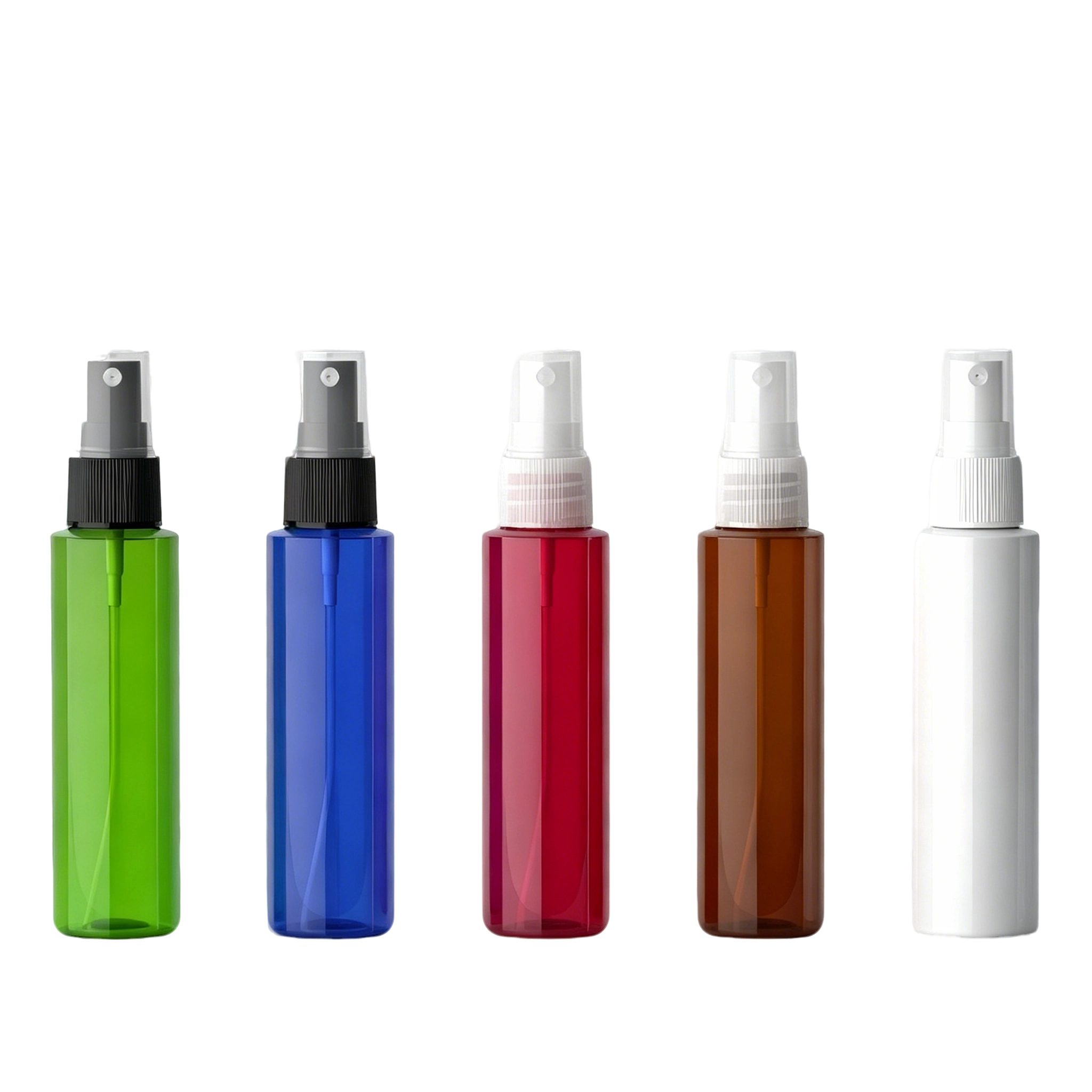VT-PB-0006-主图 100ml PET spray bottles 7 colors pink white clear black amber green blue