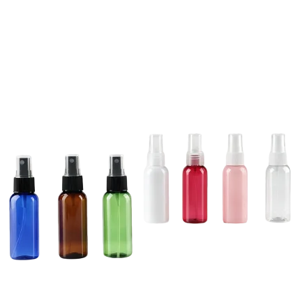 50ml PET spray bottles 7 colors amber blue green clear white red black