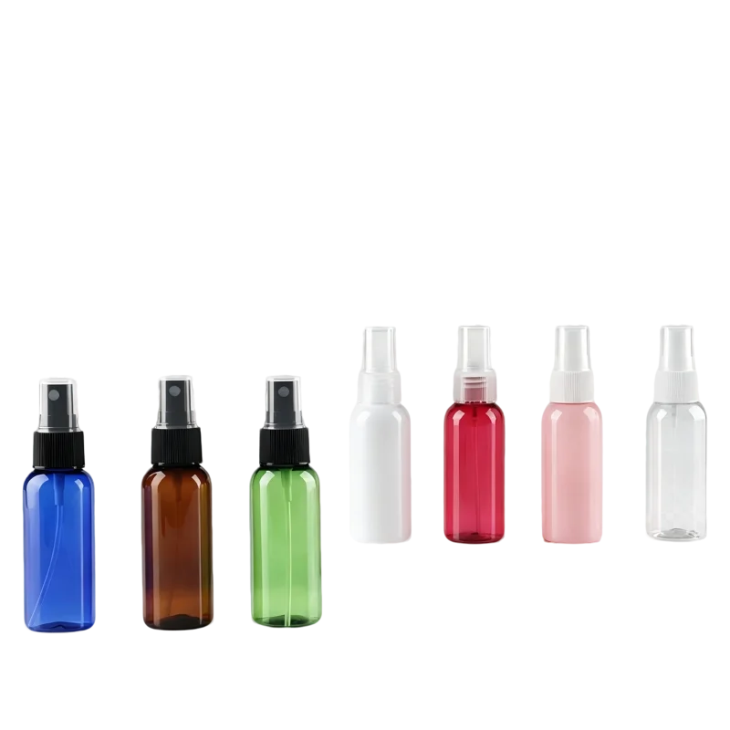 50ml PET spray bottles 7 colors amber blue green clear white red black