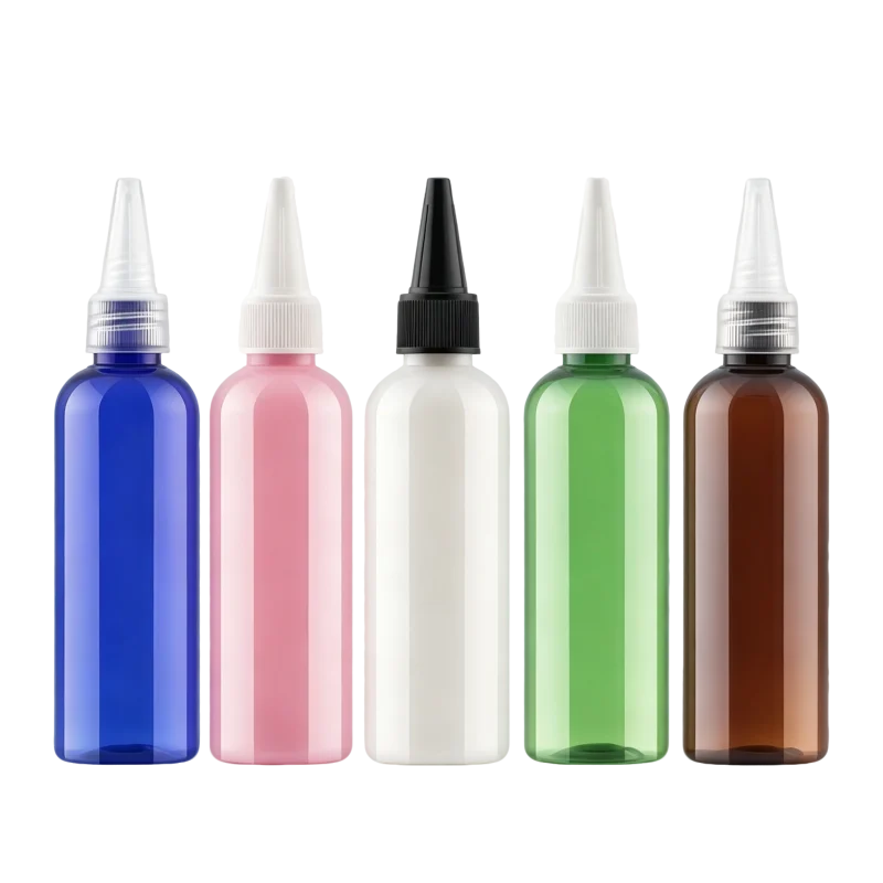 50ml PET bottles with pointed caps 7 colors