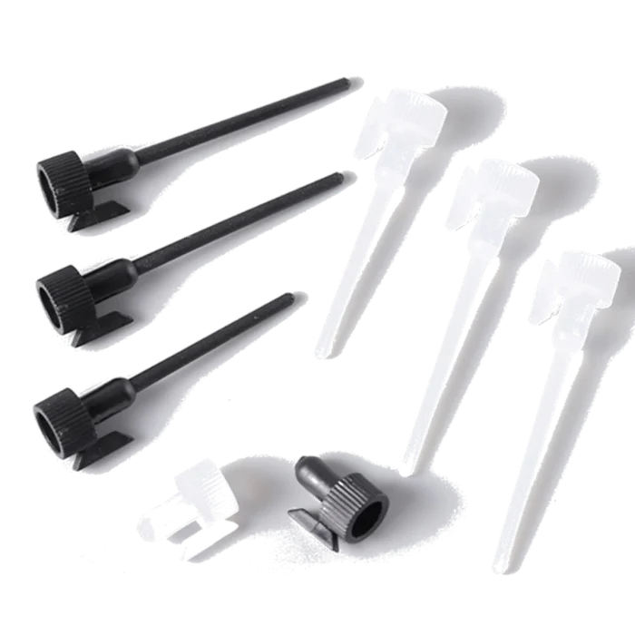 Black and natural/clear plastic dabber caps with applicator sticks for glass sample vials