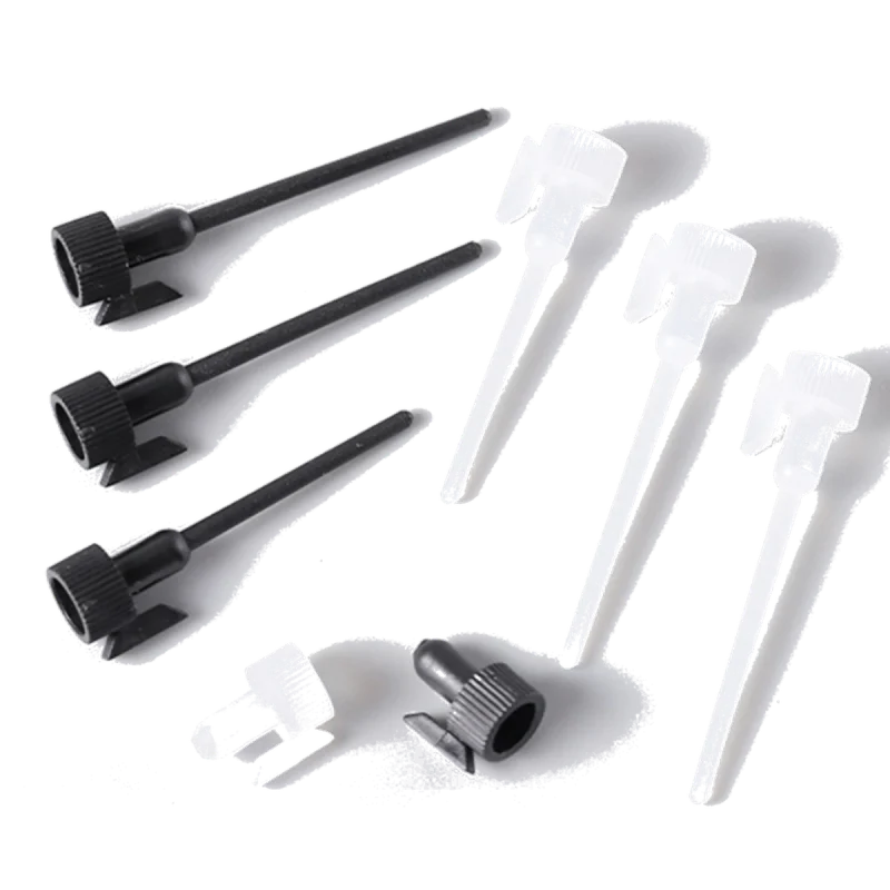 Black and natural/clear plastic dabber caps with applicator sticks for glass sample vials