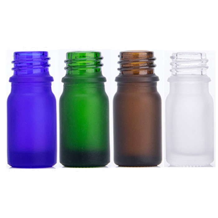 18mm frosted blue glass bottle, capacities 5ml to 100ml