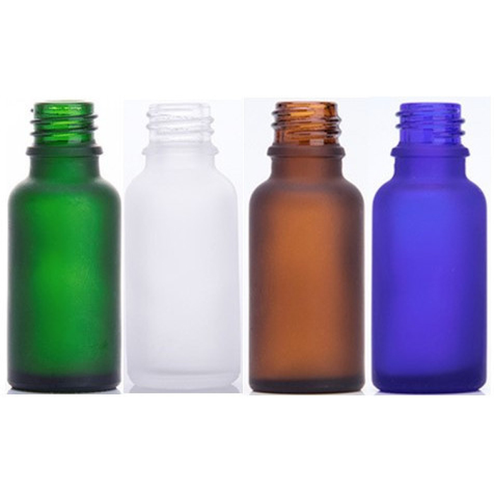 18mm frosted green glass bottle, capacities 5ml to 100ml